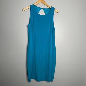 Maggy London‎ Women's Bright Blue Vintage Silk Sleeveless Sheath Dress Size 12